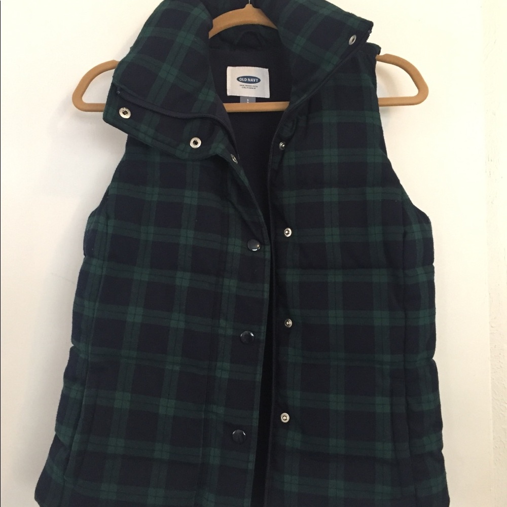 Old Navy Plaid Puffer Vest